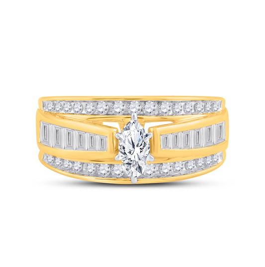 14K Yellow Gold Marquise Diamond Solitaire Bridal Wedding Engagement Ring 1 Cttw, Womens Size: 5-10