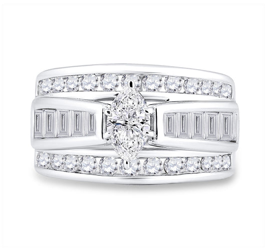 14kt White Gold Womens Marquise Diamond Solitaire Bridal Wedding Engagement Ring 2.00 Cttw