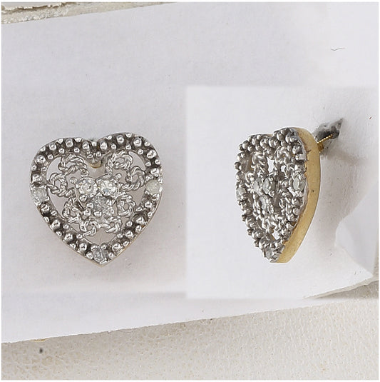 10kt Yellow Gold 1/10 Diamond Heart Earring