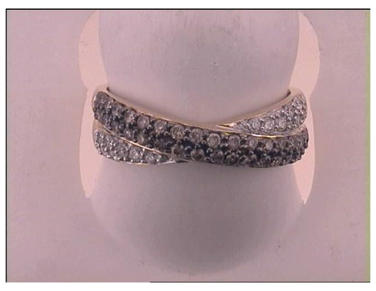 14k Yellow Gold Brown White Round Diamond Crossover Band Ring Unique 1/2 Cttw