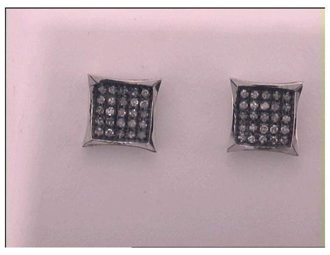 10kt White Gold 1/6ct Diamond Micro-pave Unisex Earring