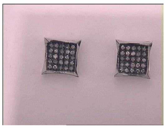 10kt White Gold 1/6ct Diamond Micro-pave Unisex Earring