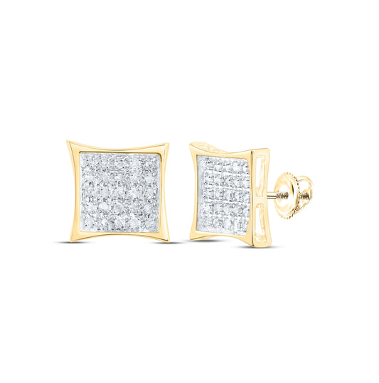 10K White Or Yellow Gold Womens Round Diamond Square Cluster Earrings