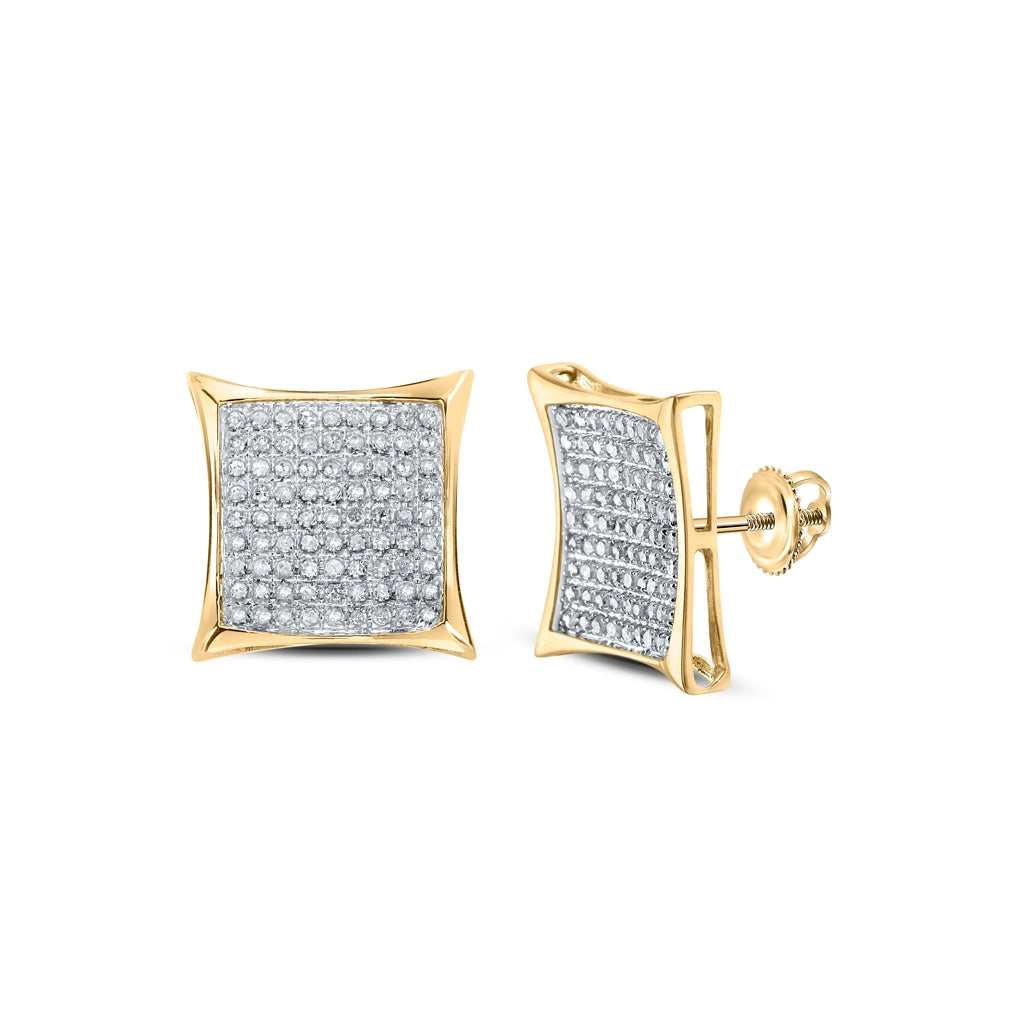 10K Yellow Gold Women's Diamond Sq Earrings 1/2ctw