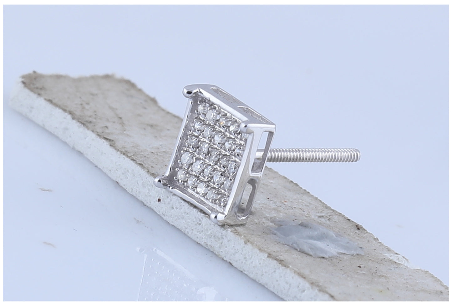 10K White Or Yellow Gold Womens Round Diamond Square Cluster Earrings