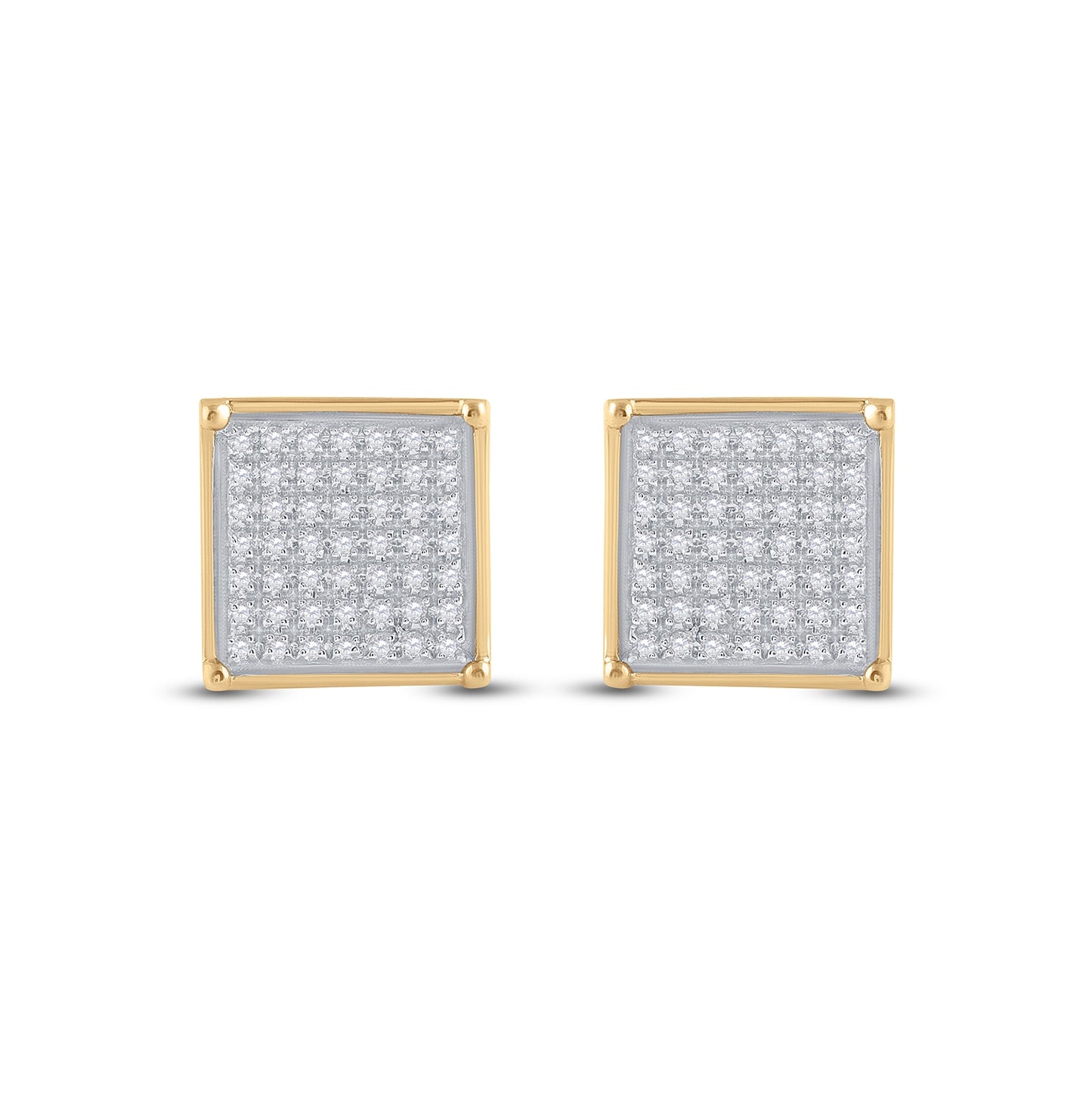10K Yellow Gold Women's Round Diamond Sq Earrings 1/3ctw