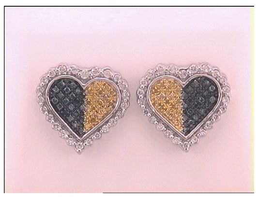 10kt White Gold 1/2ct Diamond Blue Heart Earring