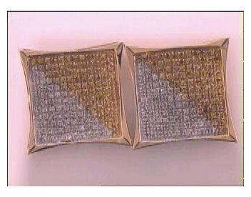 10kt Yellow Gold 1  Ct Diamond Micro-pave Mens Earring