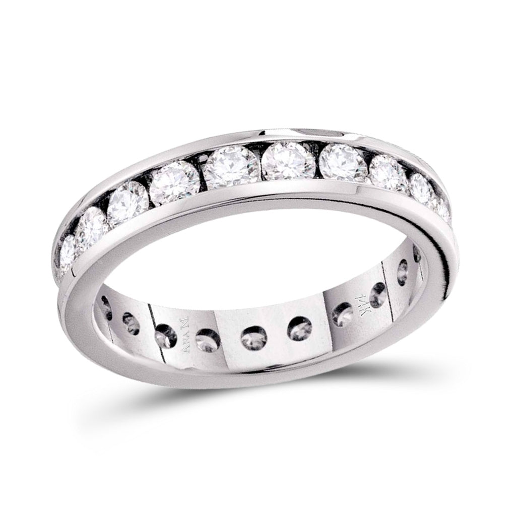 14k White Gold Womens Round Diamond Bridal Wedding Anniversary Eternity Band 1-1/2 Cttw, Womens Size: 5-10