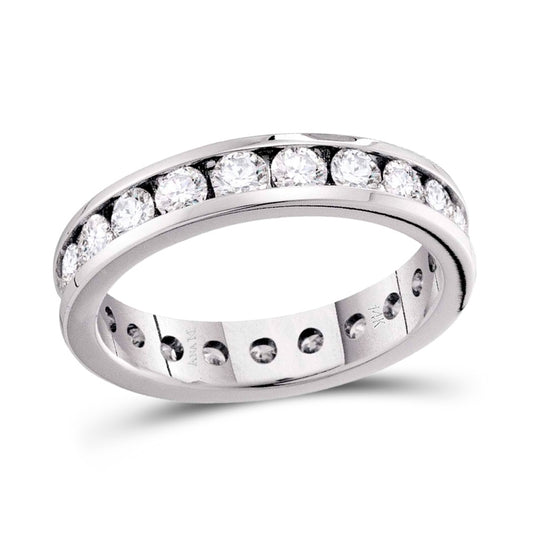14k White Gold Womens Round Diamond Bridal Wedding Anniversary Eternity Band 1-1/2 Cttw, Womens Size: 5-10