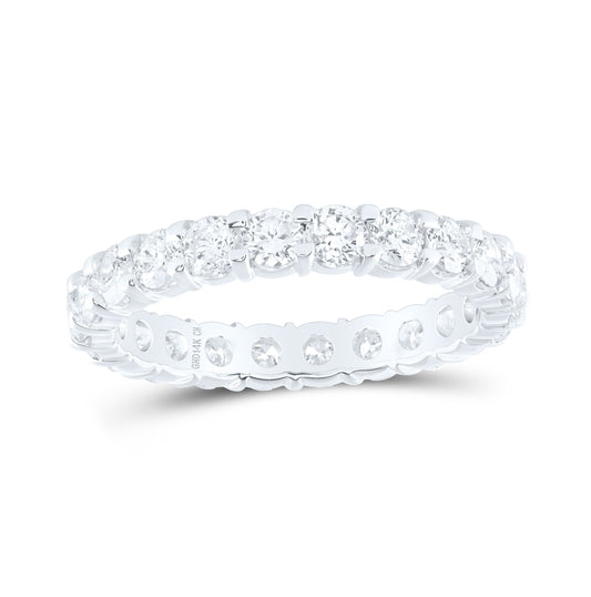 14kt White Gold Womens Round Pave-set Diamond Eternity Wedding Band 2.00 Cttw