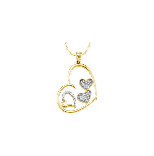 10kt Yellow Gold 1/8ctw Diamond Heart Pendant