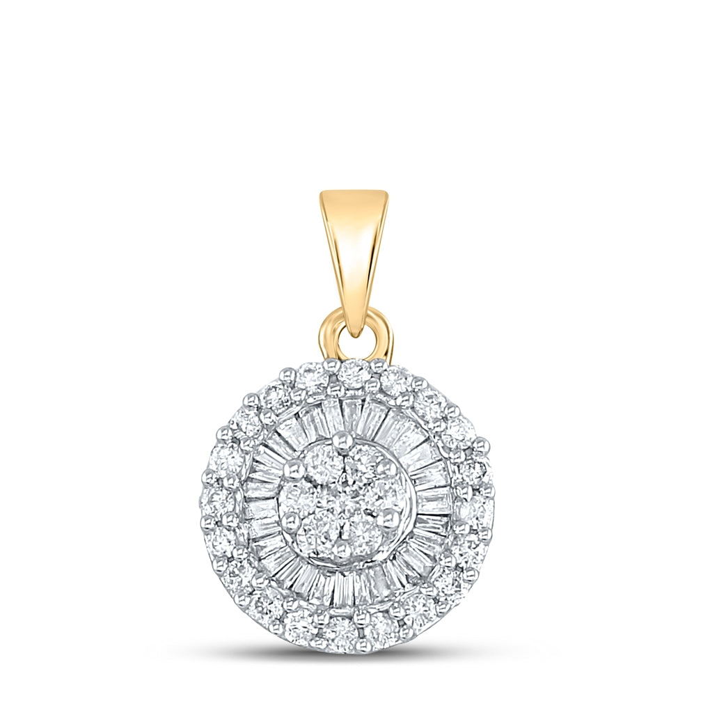 14K Yellow Gold Womens Round Diamond Flower Cluster Pendant 5/8 Cttw, Length: 0.7 In, Width: 0.47 In