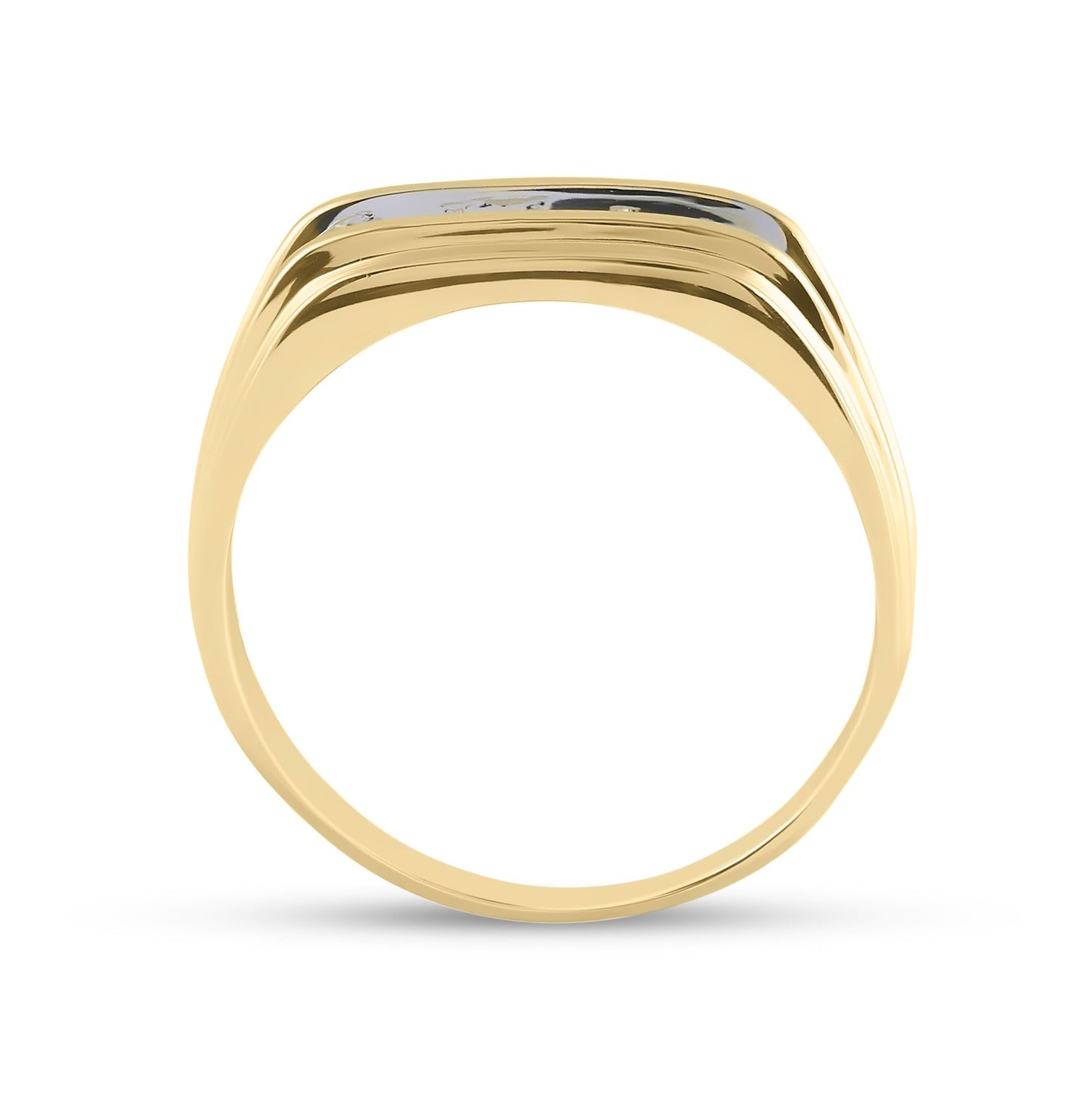 10K Two-tone Gold Mens Round Diamond Wedding Band Ring 1/8 Cttw, Mens Size: 7-13