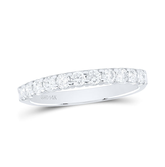 14K White Gold Womens Round Diamond Single Row Wedding Band 1/2ctw, Womens Size: 5-10