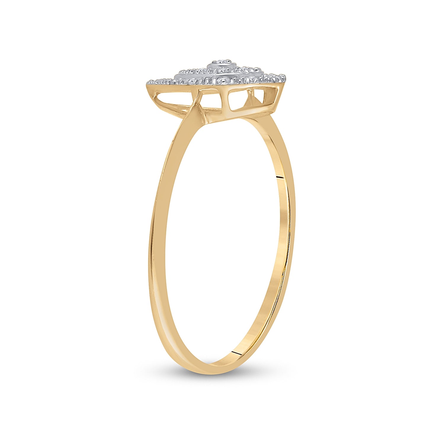 10K Yellow Gold Womens Round Diamond Teardrop Ring 1/20 Cttw, Womens Size: 5-10