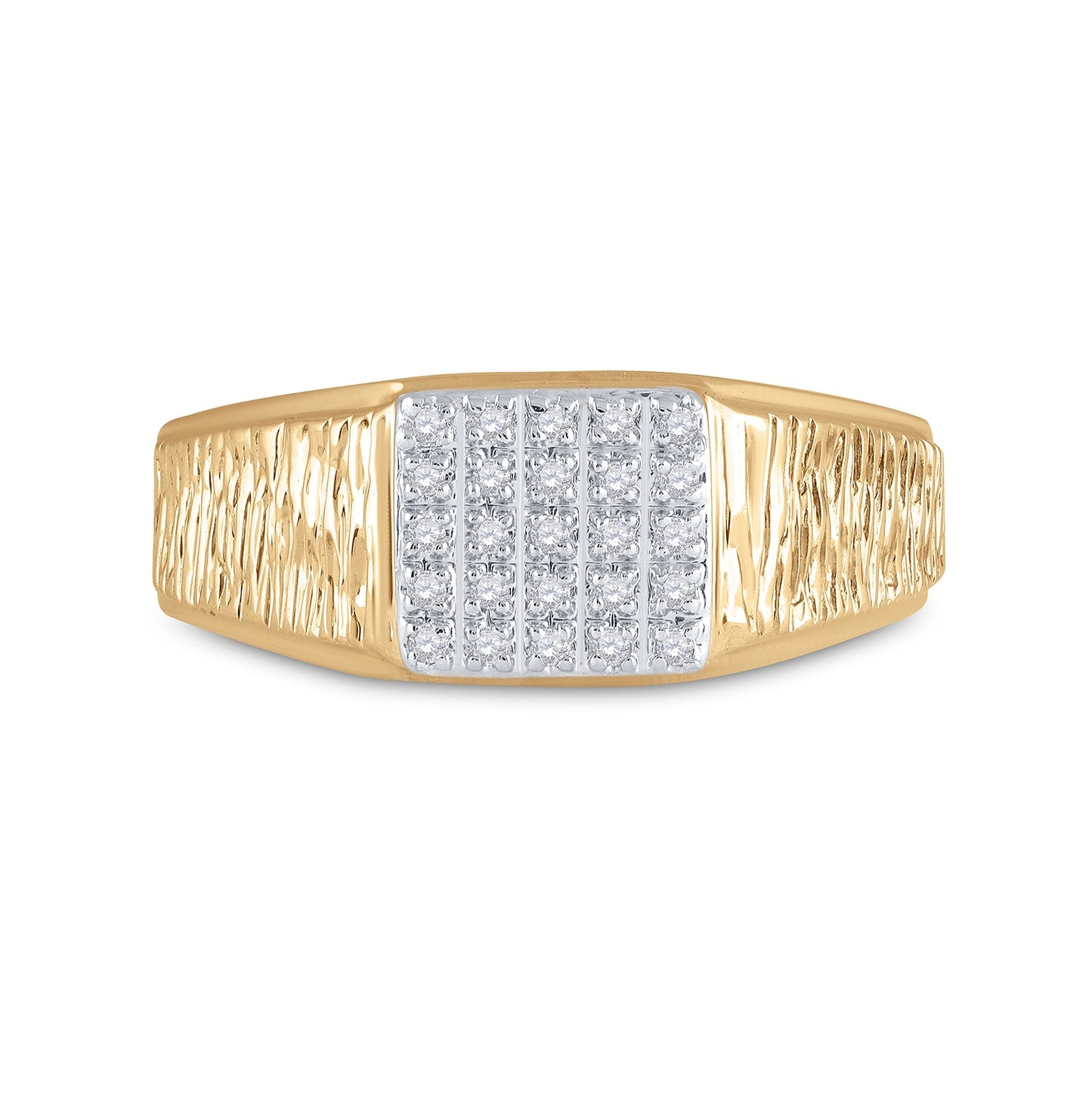10K Yellow Gold Men's Round Diamond Square Cluster Ring 1/8ctw, Men's Size: 7-13