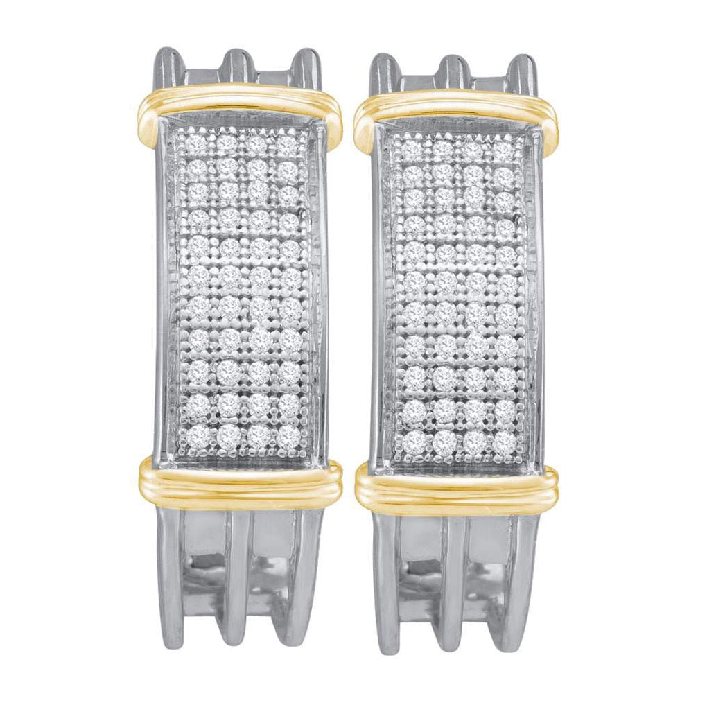 10kt Two-tone Gold Womens Round Diamond Hoop Earrings 1/4 Cttw