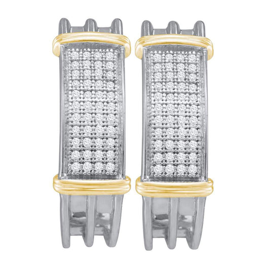 10kt Two-tone Gold Womens Round Diamond Hoop Earrings 1/4 Cttw