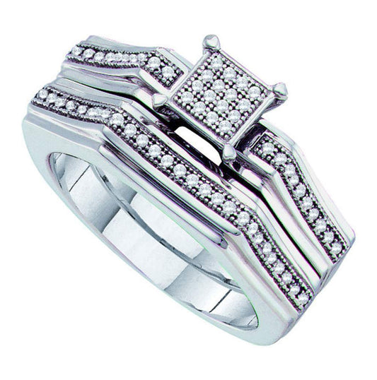 10kt White Gold 1/4ct. Diamond Micro-pave Trio Set