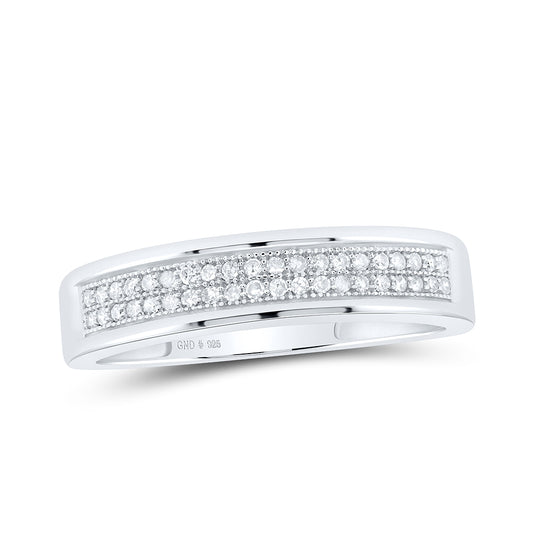 Sterling Silver Womens Round Diamond Wedding Band 1/6 Cttw, Womens Size: 5-10