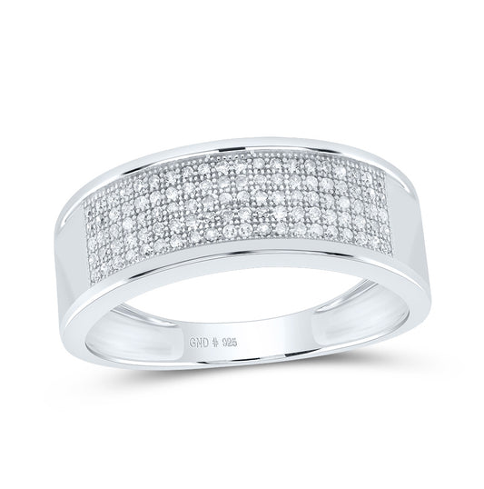 Sterling Silver Womens Round Diamond Wedding Anniversary Band Ring 1/3 Cttw