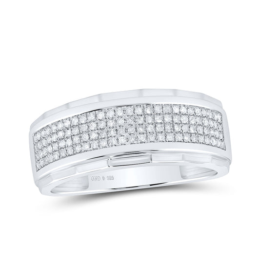 Sterling Silver Mens Round Diamond Band Ring 1/3 Cttw, Mens Size: 7-13