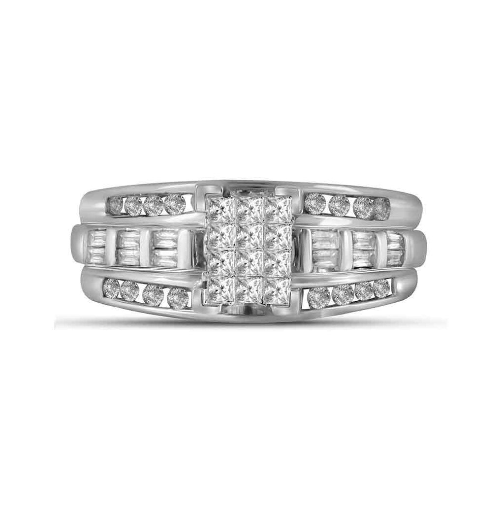 10K Yellow Gold Princess Diamond Cluster Bridal Wedding Engagement Ring 1/2 Cttw, Womens Size: 5-10