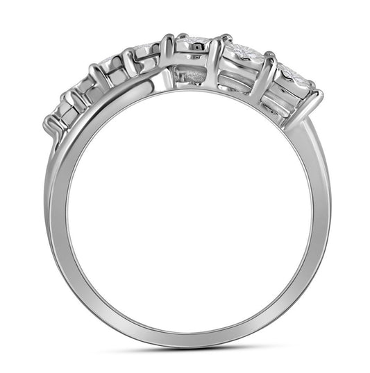 Sterling Silver Womens Round Diamond Band Ring 1/8 Cttw, Womens Size: 5-10