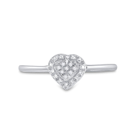 Sterling Silver Womens Round Diamond Heart Ring .03ctw, Womens Size: 5-10