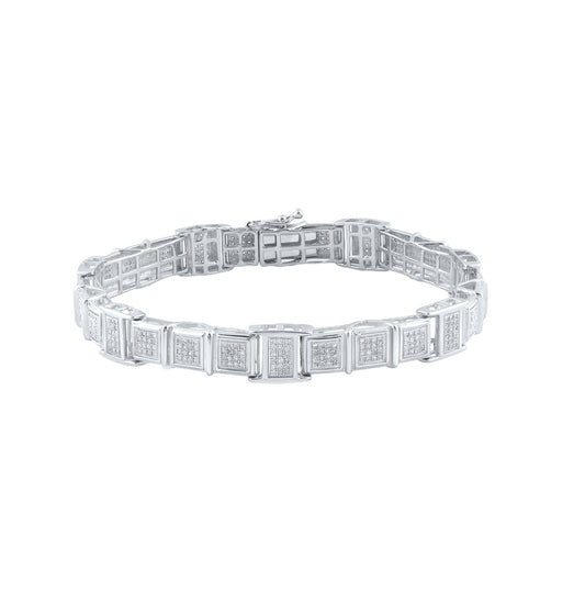 10kt White Gold 1  3/8ct Diamond Micro-pave Mens Bracelet