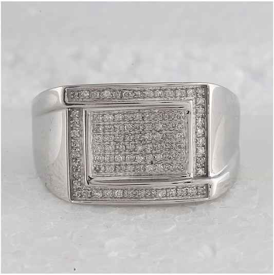 Sterling Silver Mens Round Diamond Cluster Ring 1/3 Cttw, Mens Size: 7-13