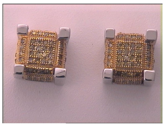 10kt White Gold 1/2ct Diamond Micro-pave Mens Earrings