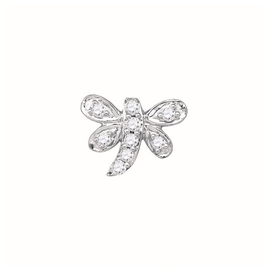 10K White Gold Womens Round Diamond Dragonfly Earrings 1/8 Cttw, Length: 0.28 In, Width: 0.35 In