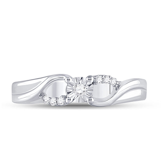 Sterling Silver Womens Round Diamond Solitaire Promise Bridal Engagement Ring 1/20 Cttw, Womens Size: 5-10
