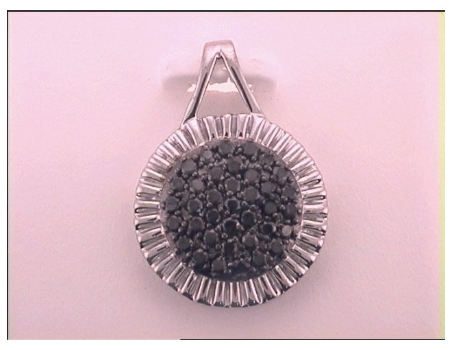 Sterling Silver 1/2ct Diamond Black Diamond Circle Pendant