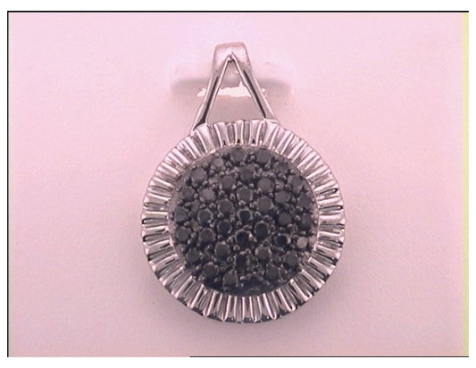 Sterling Silver 1/2ct Diamond Black Diamond Circle Pendant