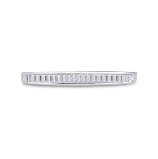Sterling Silver Womens Baguette Diamond Wedding Anniversary Band Ring 1/6 Cttw, Womens Size: 5-10