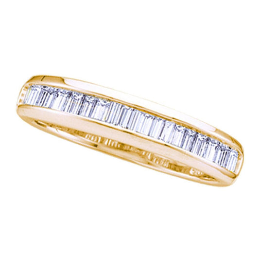 Yellow-tone Sterling Silver Womens Baguette Diamond Wedding Band Ring 1/4 Cttw, Womens Size: 5-10