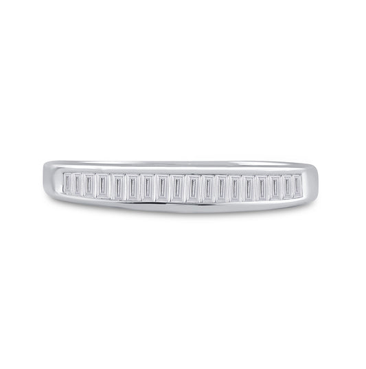 Sterling Silver Womens Baguette Diamond Wedding Band 1/4 Cttw, Womens Size: 5-10
