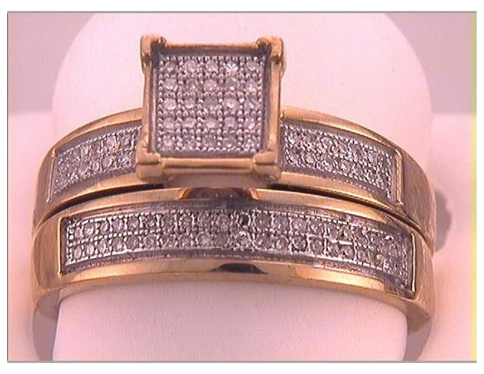 10kt Yellow Gold 1/3ct Diamond Micro-pave Bridal Set