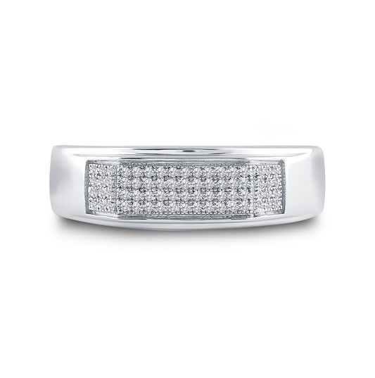 Sterling Silver Mens Round Diamond Wedding Band Ring 1/5 Cttw, Mens Size: 7-13