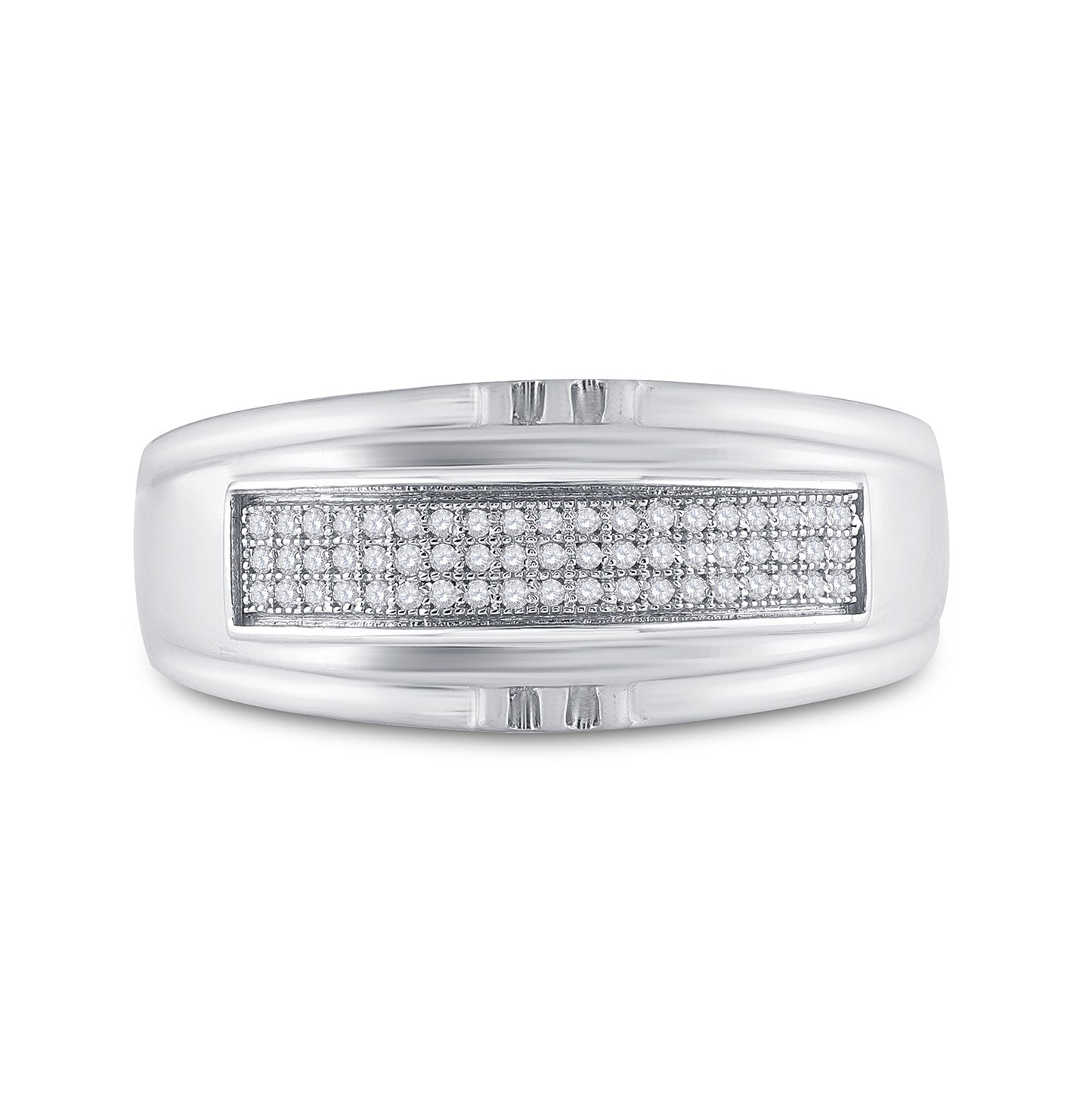 Sterling Silver Mens Round Diamond Band Ring 1/6 Cttw, Mens Size: 7-13