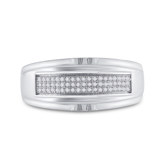 Sterling Silver Mens Round Diamond Band Ring 1/6 Cttw, Mens Size: 7-13