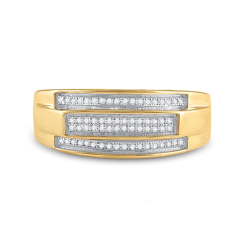 Sterling Silver Mens Round Pave-set Diamond Elevated Band Ring 1/5 Cttw, Mens Size: 7-13