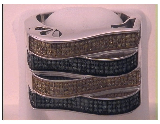 Sterling Silver 1 Ct Diamond Blue Micro-pave Mens Ring