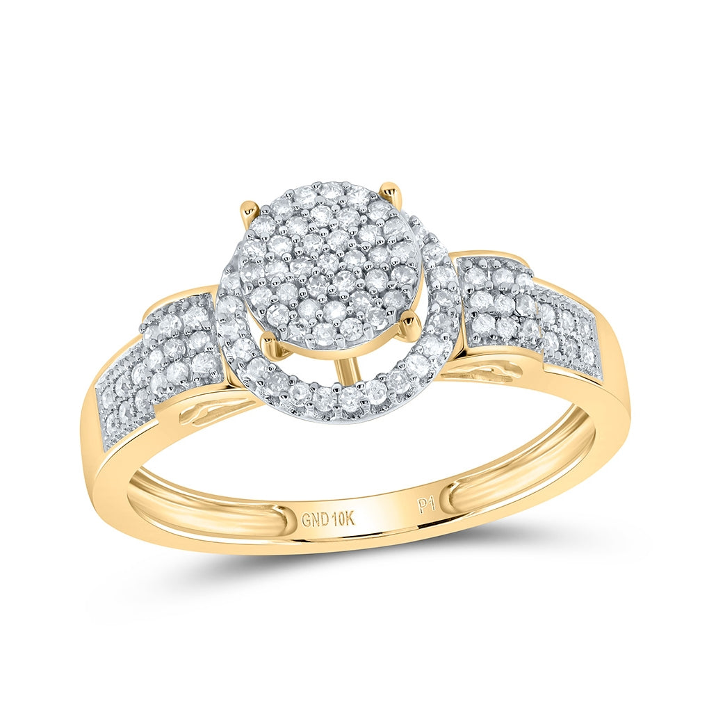 10K Yellow Gold Womens Round Dia. Cluster Ring 0.25 ct, Women's Sz: 5-10