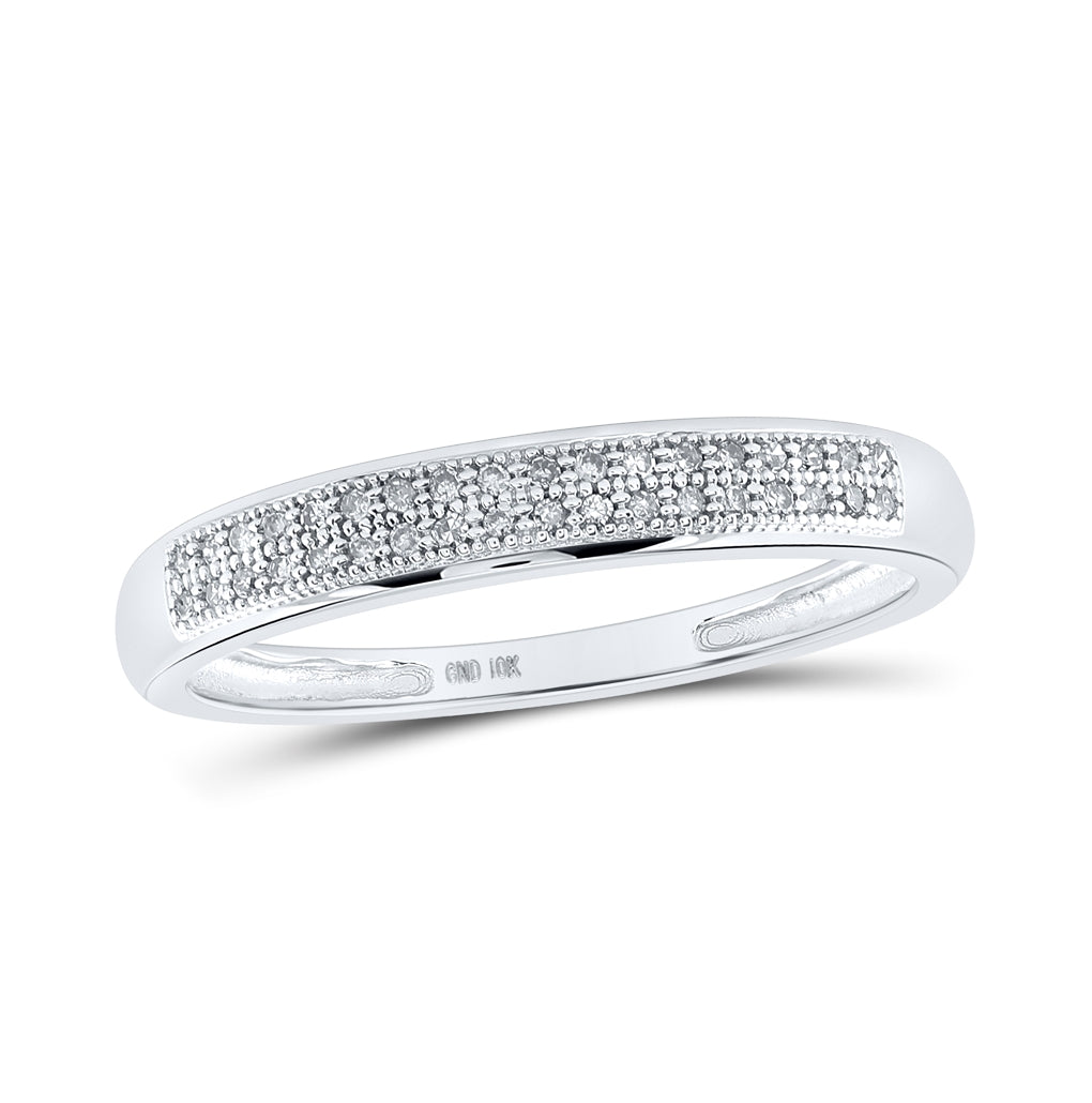 10K Yellow Or White Gold Womens Round Diamond Pave Band Ring 1/10 Cttw, Womens Size: 5-10