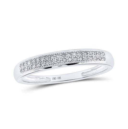 10K Yellow Or White Gold Womens Round Diamond Pave Band Ring 1/10 Cttw, Womens Size: 5-10
