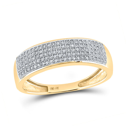 10K Yellow Gold Mens Round Diamond Wedding Band Ring 1/3ctw, Mens Size: 7-13